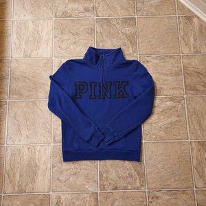 Victoria Secret Pink Quarter Zip Pullover Royal Blue Small